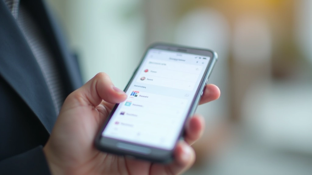 Mobiles Smartphone-Display mit schmalem Inhaltsbereich neben breiter Navigation